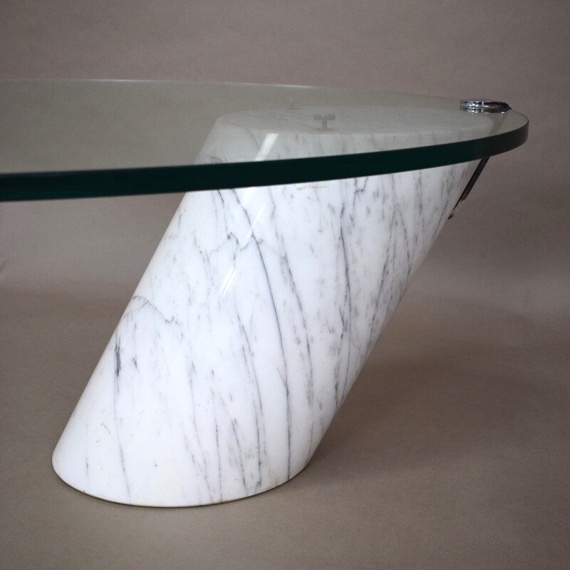 Vintage Italian coffee table in Carrara marble - 1970s