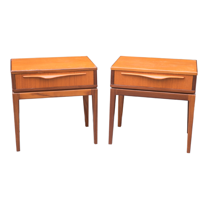 Set of 2 Danish bedside tables in teak - 1970s