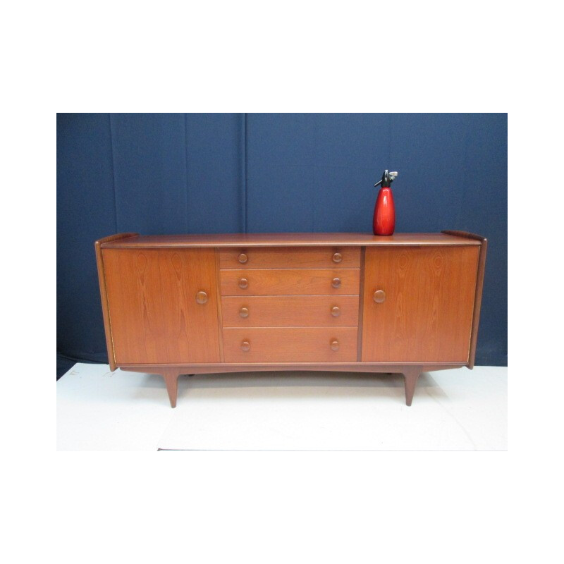 Enfilade en teck massif scandinave avec tiroirs - 1960