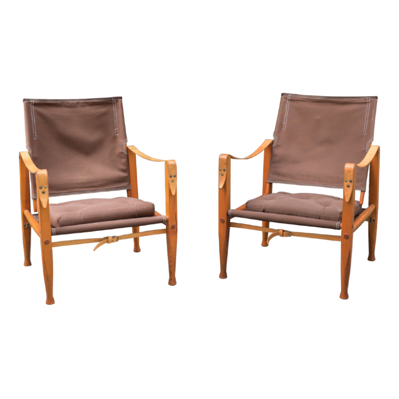 Set of 2 Safari fabric armchairs by Kaare Klint - 1950s