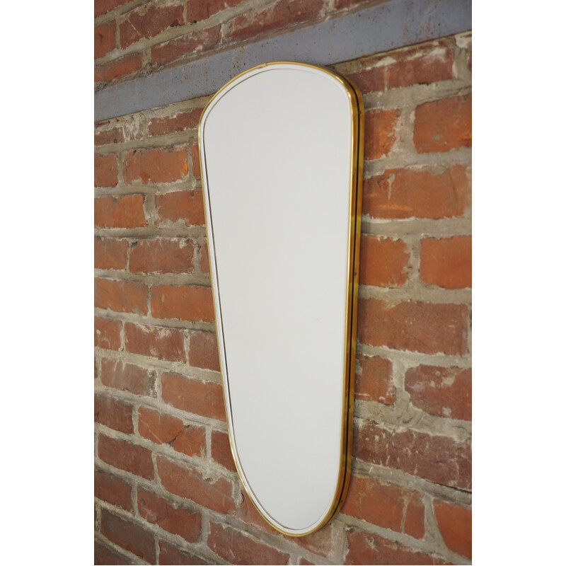 Vintage rearview mirror in gold and black edging - 1950s