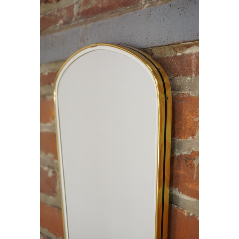 Vintage rearview mirror in gold and black edging - 1950s