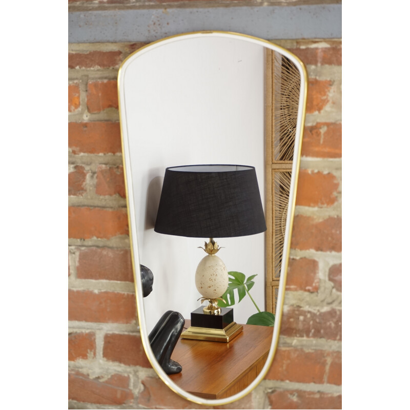 Vintage rearview mirror in gold and black edging - 1950s