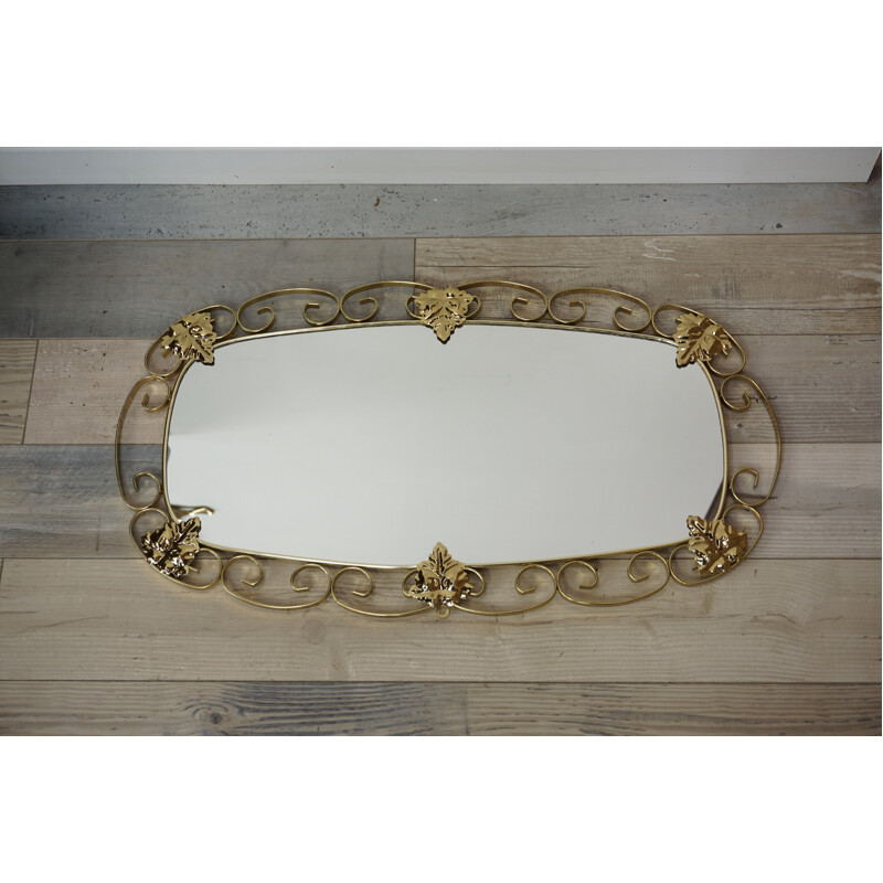 Brass vintage belgian mirror - 1950s