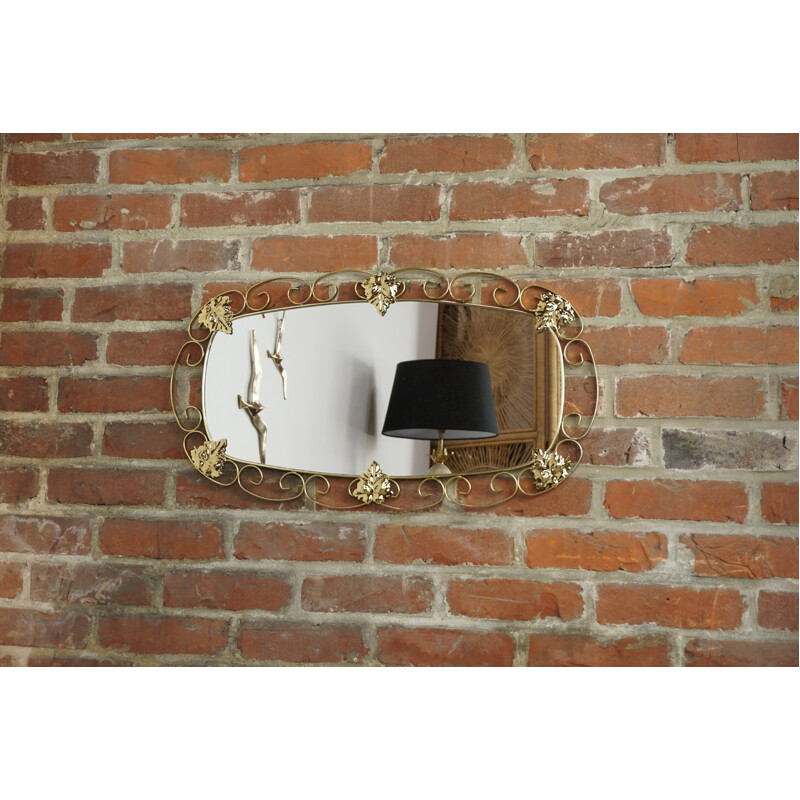 Brass vintage belgian mirror - 1950s