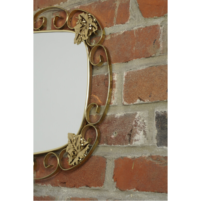 Brass vintage belgian mirror - 1950s