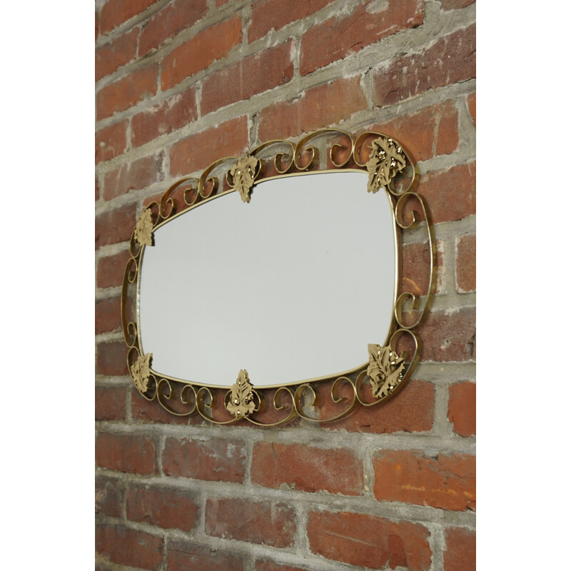 Brass vintage belgian mirror - 1950s