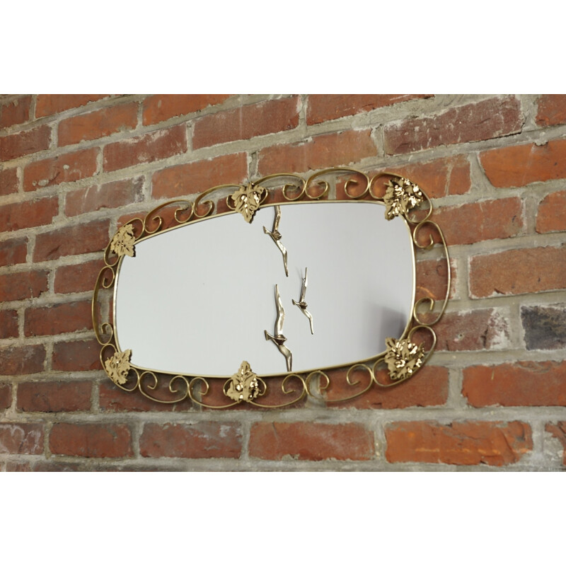 Brass vintage belgian mirror - 1950s