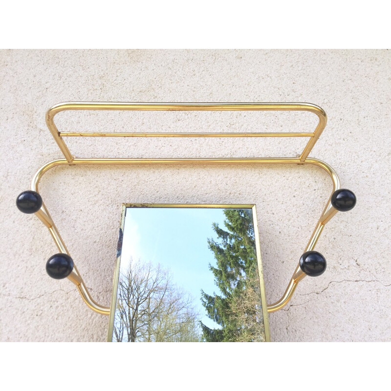 Vintage gold cloakroom coat rack - 1950s