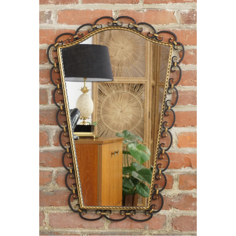 Vintage wrought iron mirror - 1950s