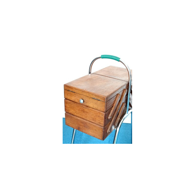 vintage workbox in oak - 1950s