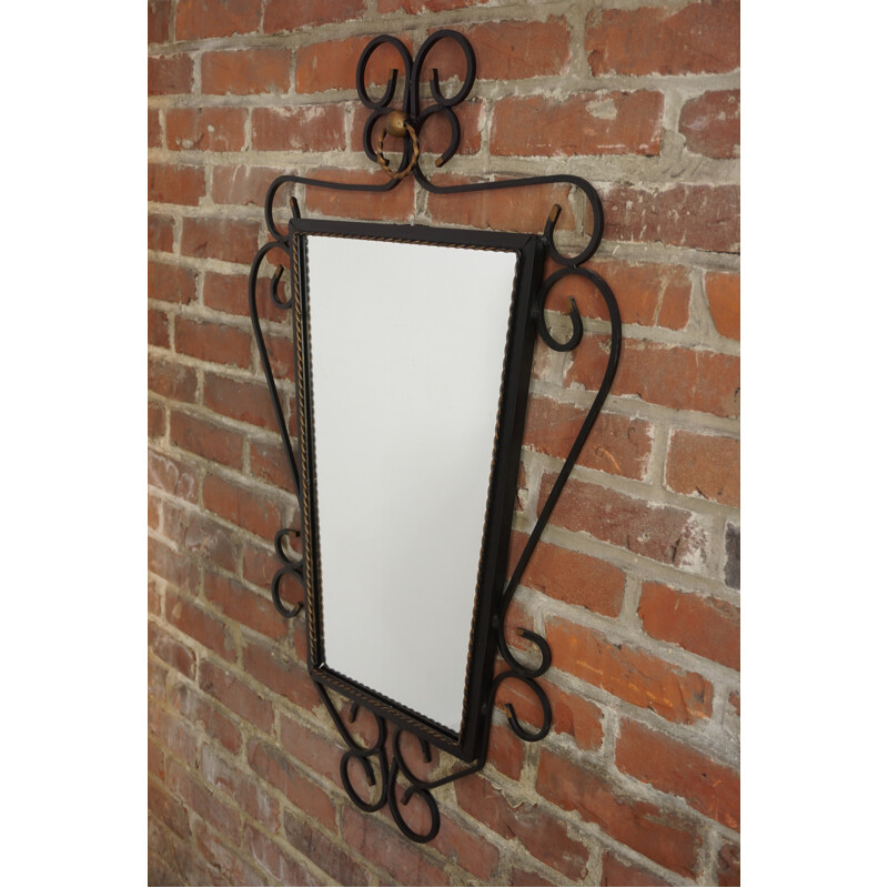 Vintage french wrought iron mirror - 1950s 