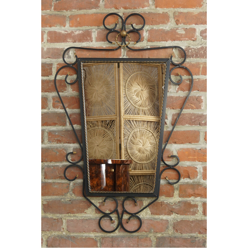 Vintage french wrought iron mirror - 1950s 