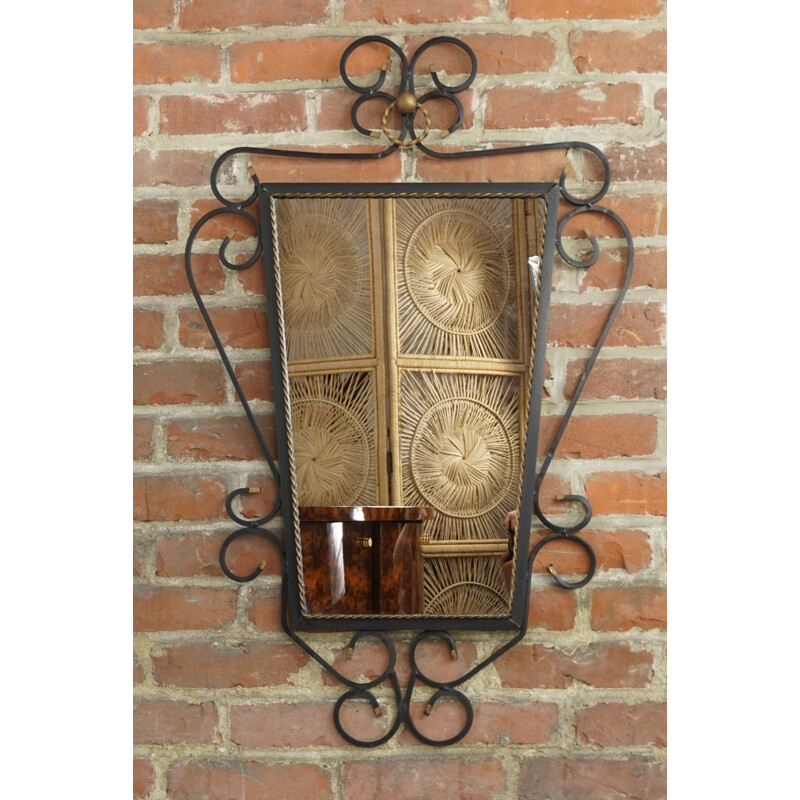 Vintage french wrought iron mirror - 1950s 