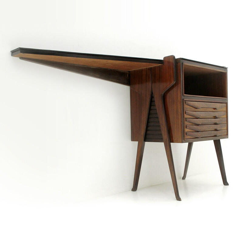 italian vintage wooden console desk - 1950s