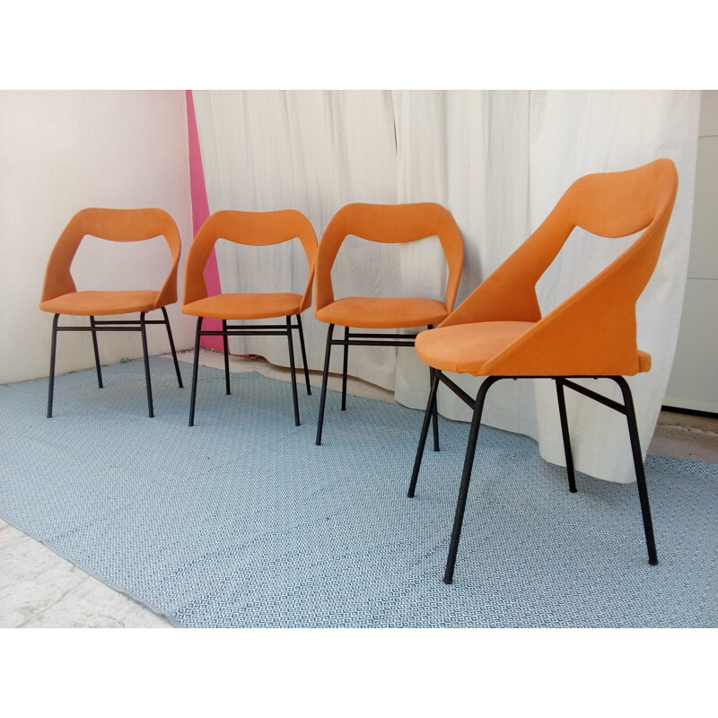 Lot de 4 chaises vintage de Louis Paolozzi - 1950