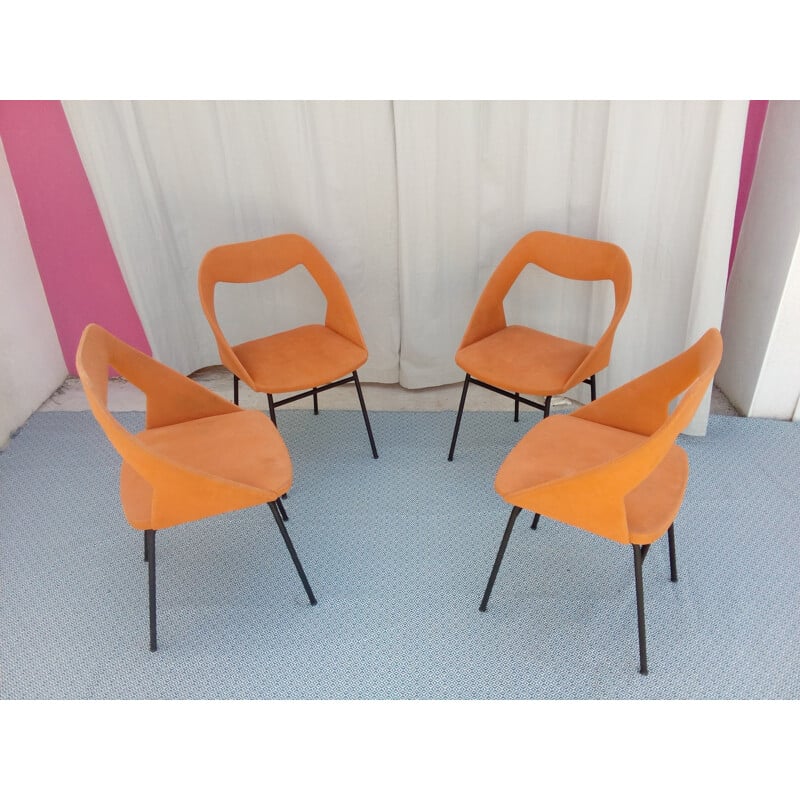 Set of 4 vintage chairs by Louis Paolozzi - 1950s
