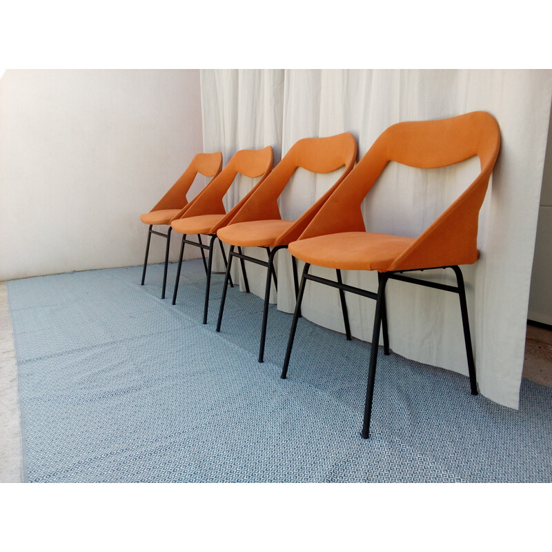 Set of 4 vintage chairs by Louis Paolozzi - 1950s