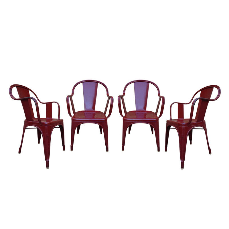 Set of 4 original Tolix C armchairs - 1960s