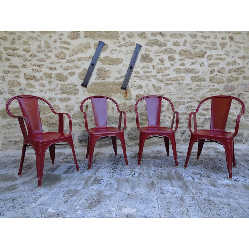 Lot de 4 chaises Tolix modèle C originaux - 1960