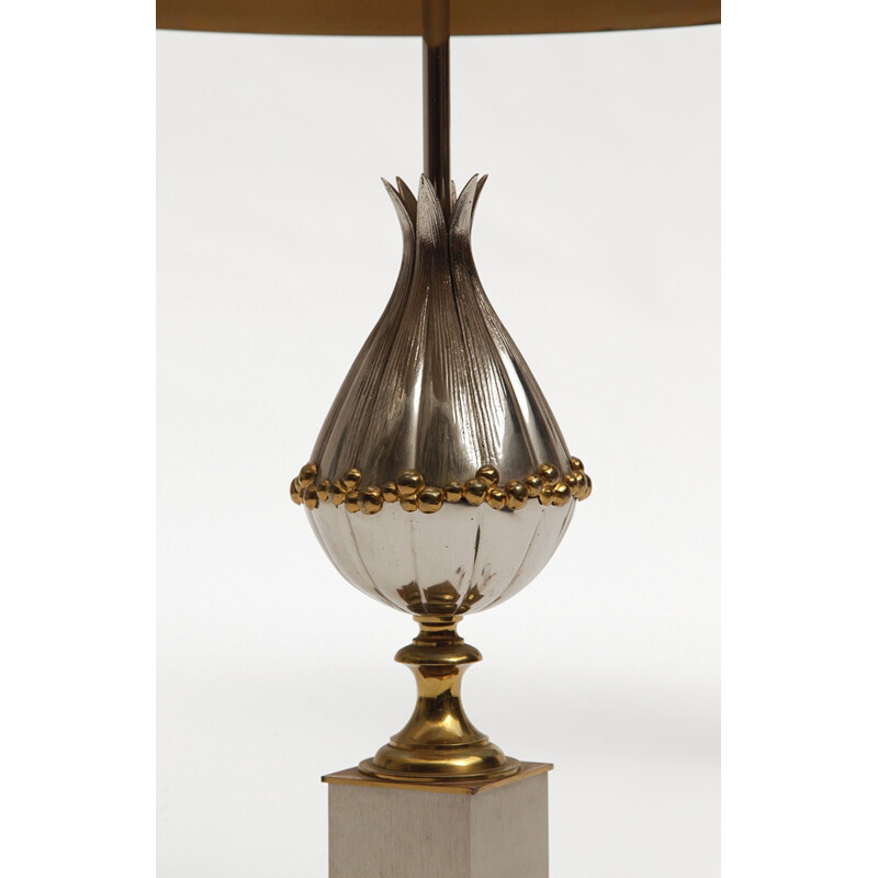 Set di 2 lampade da tavolo vintage in bronzo dorato "Lotus" di Maison Charles, 1960