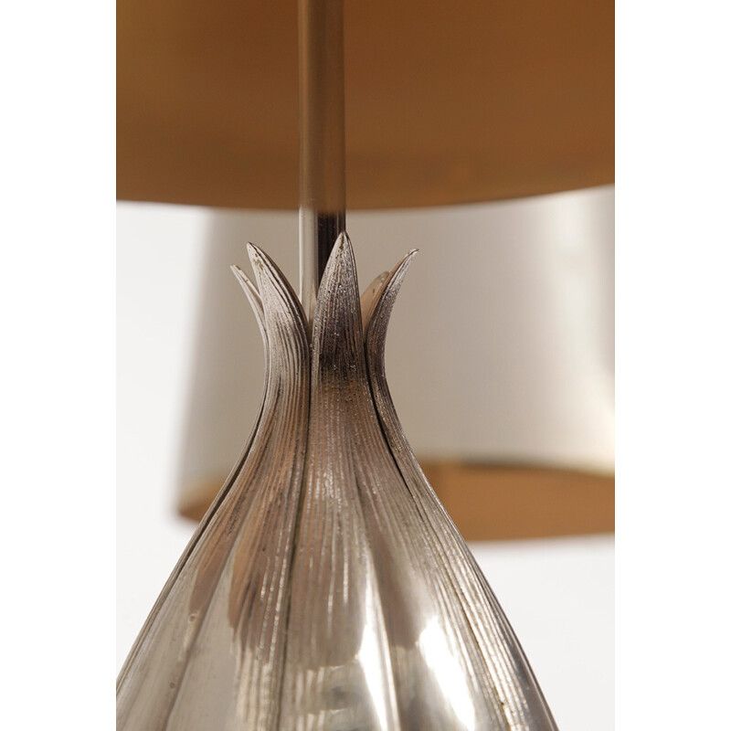 Set di 2 lampade da tavolo vintage in bronzo dorato "Lotus" di Maison Charles, 1960
