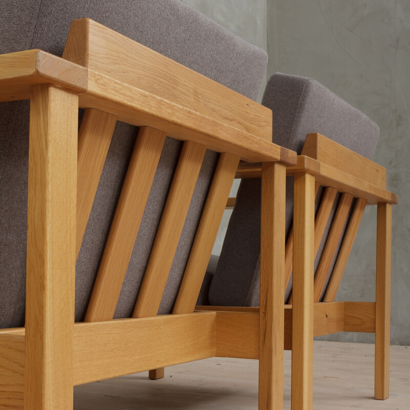 Pair of vintage Danish oak armchairs - 1970s