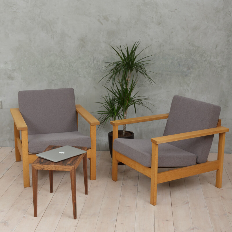 Paire de fauteuils vintage Danois gris - 1970