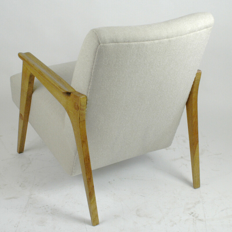 Austrian vintage beige Armchair in oak - 1950s