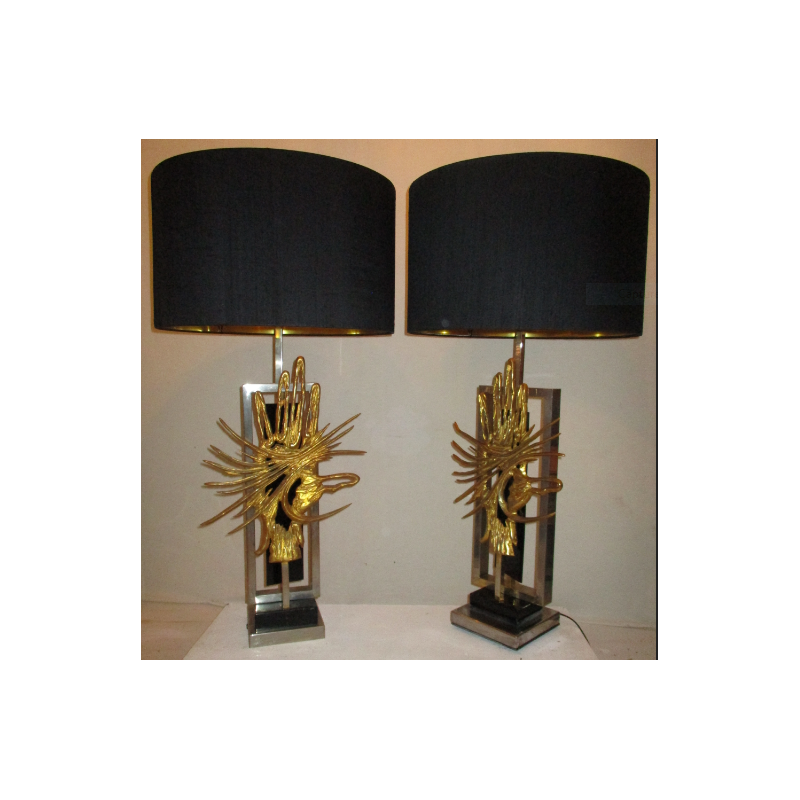 Set of 2 big lamps by Philippe Cheverny for Romeo - 1970s