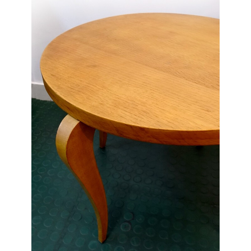 Round coffee table in light wood - 1960s