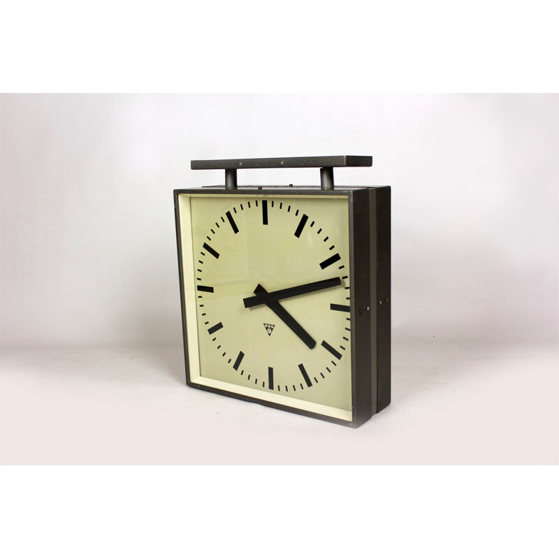 Large Double Sided Railway Clock from Pragotron - 1970s