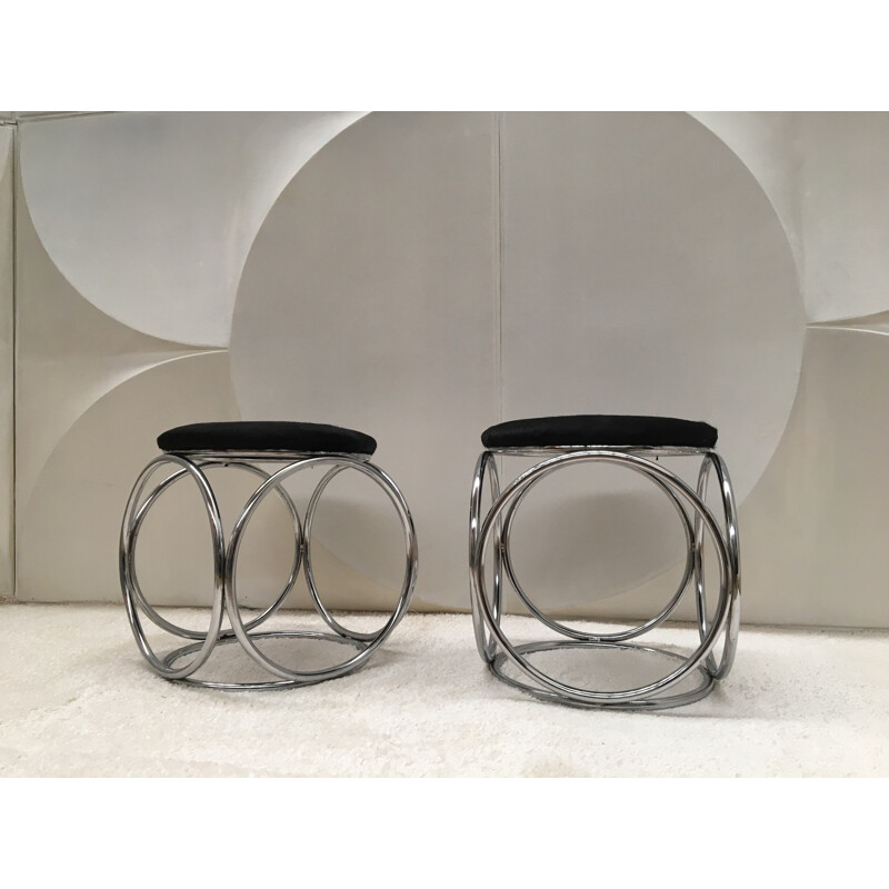 Set of 2 stools by Jean Pierre Laporte - 1970s