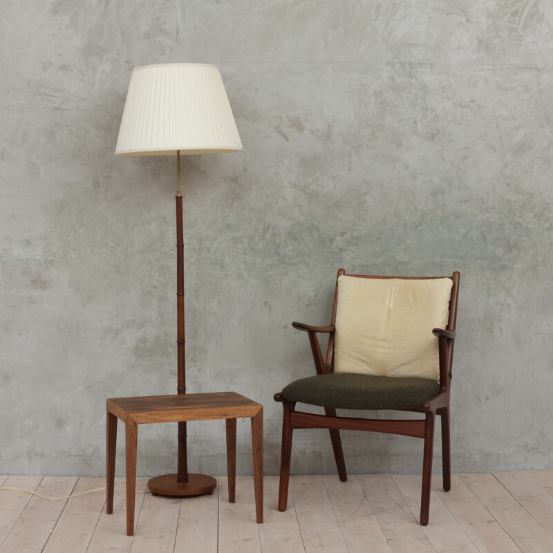 Danish teak Vintage armchair in wool and cowhide - 1950s