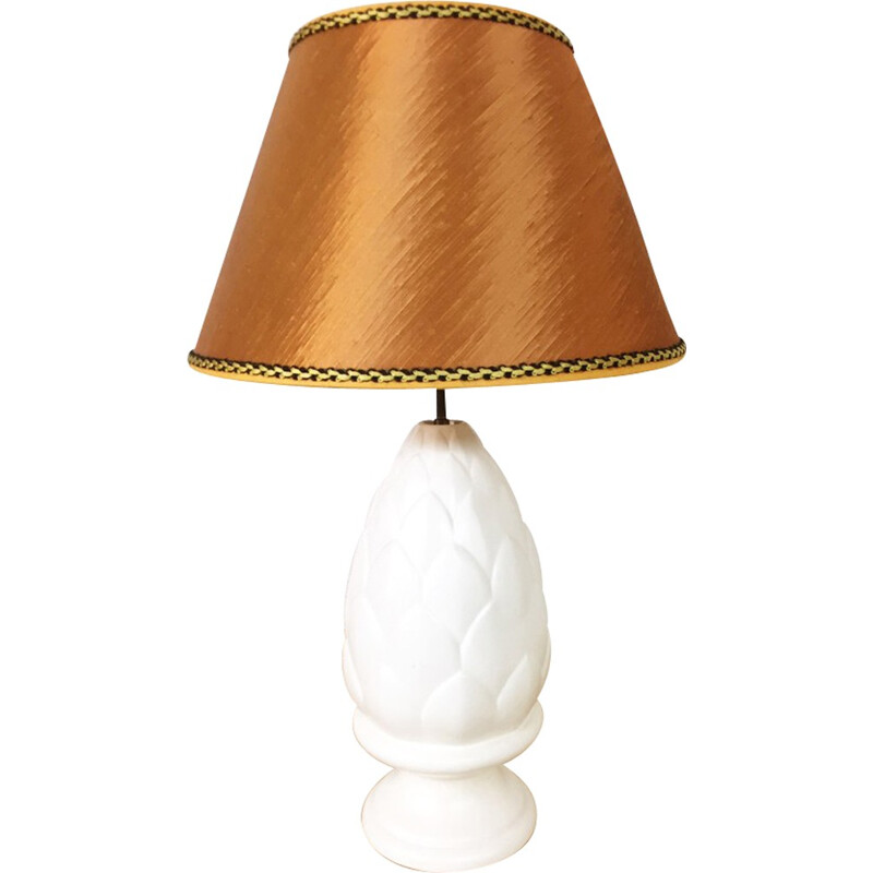 Lampe vintage "Pomme de pin" en porcelaine par Luneville - 1970