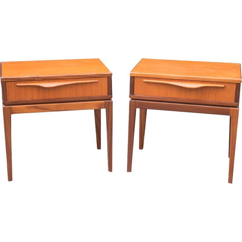 Set of 2 Danish bedside tables in teak - 1970s