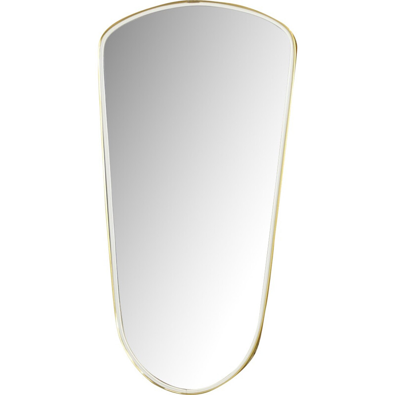 Vintage rearview mirror in gold and black edging - 1950s