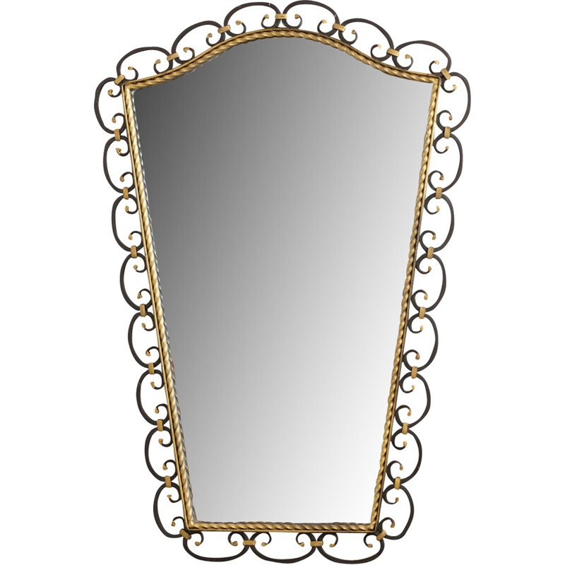 Vintage wrought iron mirror - 1950s