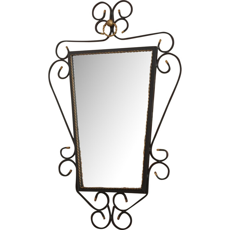 Vintage french wrought iron mirror - 1950s 