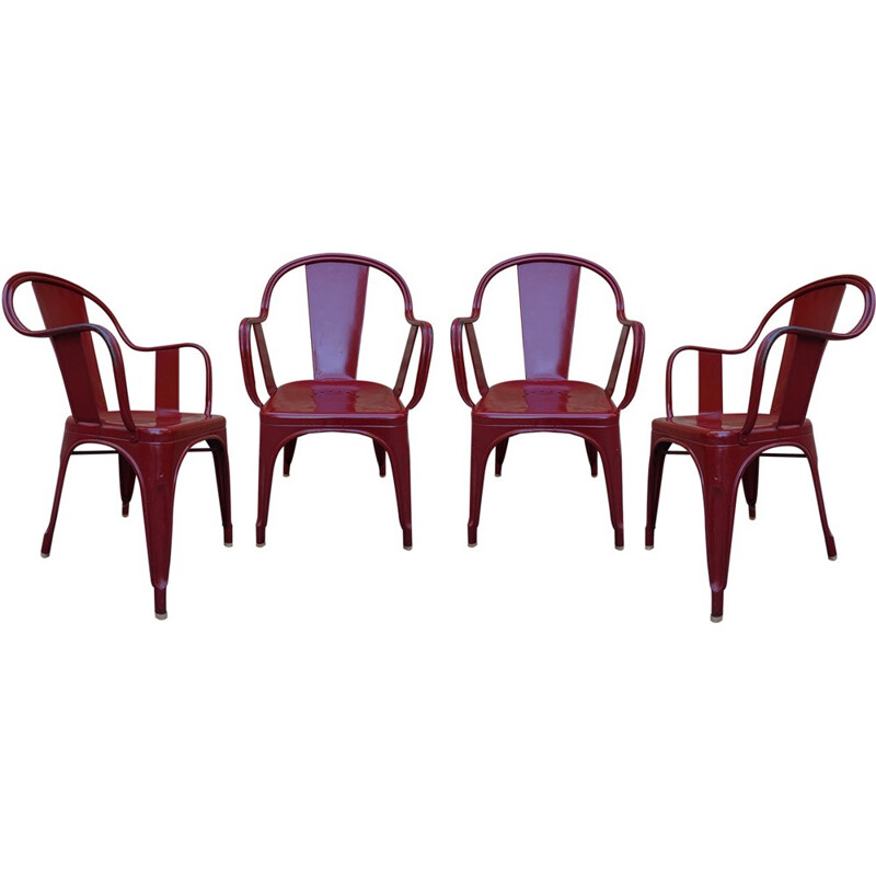 Set of 4 original Tolix C armchairs - 1960s