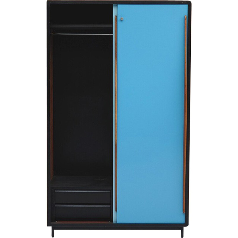 Vintage wardrobe with two-toned blue doors by Willy Van Der Deeren - 1952