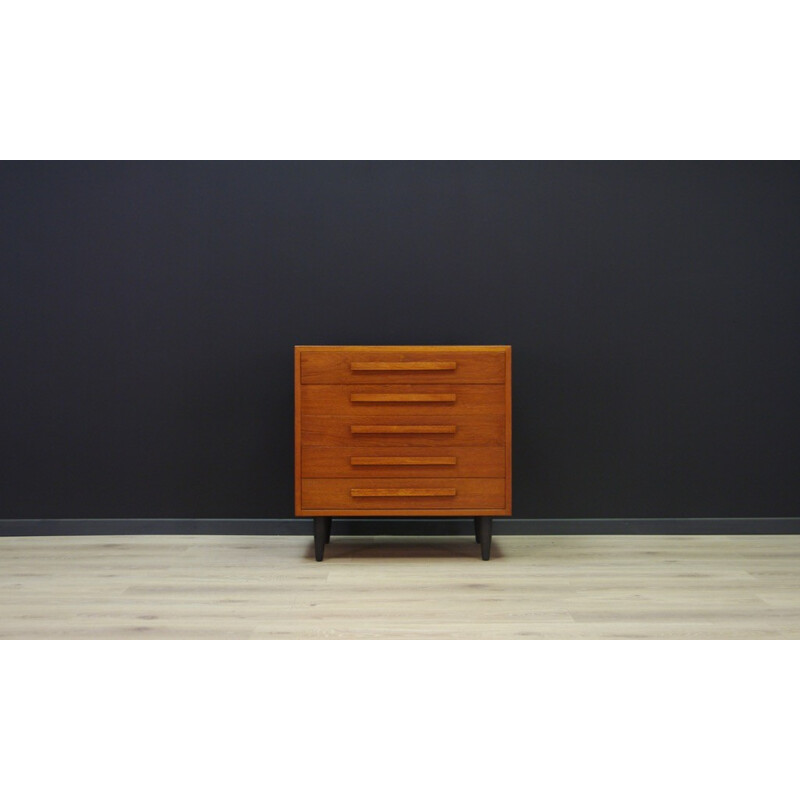 Vintage Danish teak chest of 5 drawers - 1960s