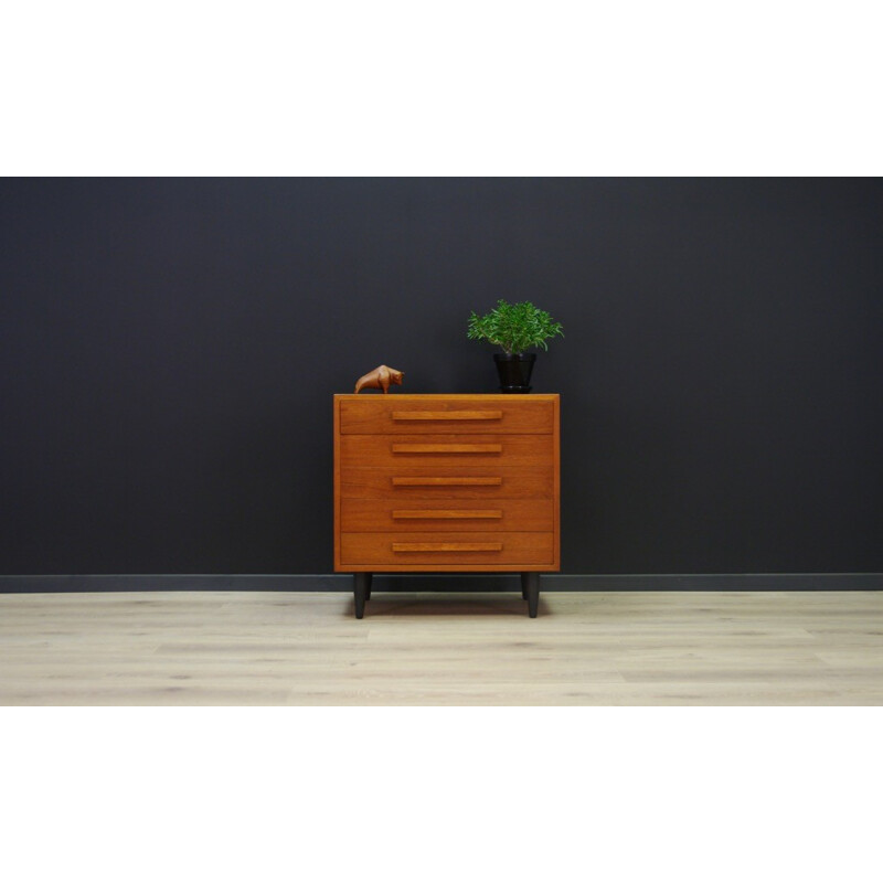 Vintage Danish teak chest of 5 drawers - 1960s