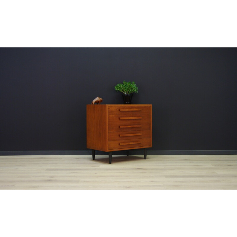 Vintage Danish teak chest of 5 drawers - 1960s