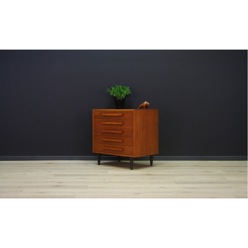 Vintage Danish teak chest of 5 drawers - 1960s