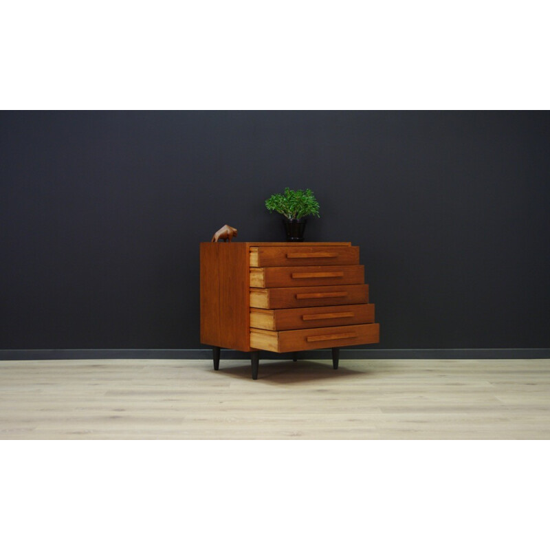 Vintage Danish teak chest of 5 drawers - 1960s