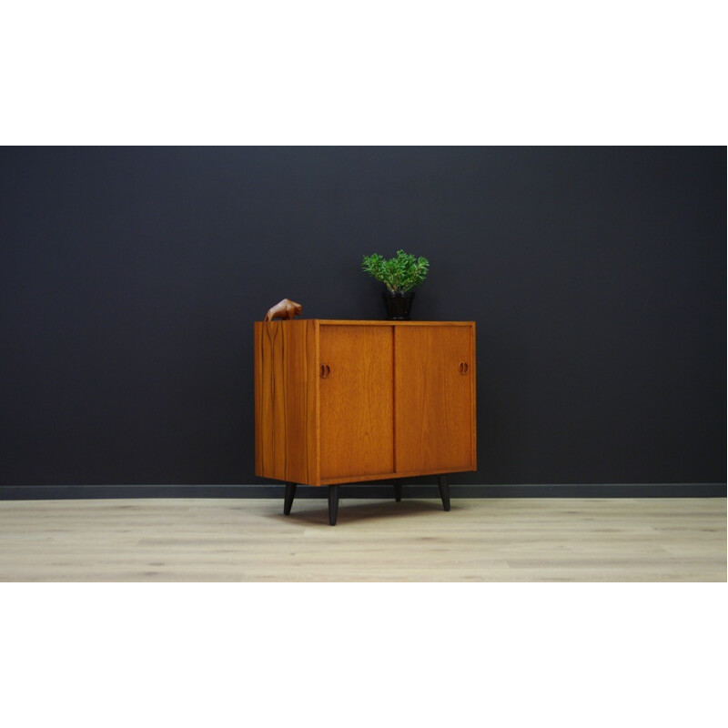 Vintage veneered with teak cabinet with 2 sliding doors - 1960s