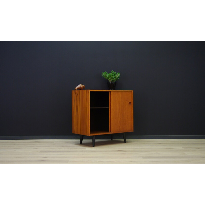 Vintage veneered with teak cabinet with 2 sliding doors - 1960s