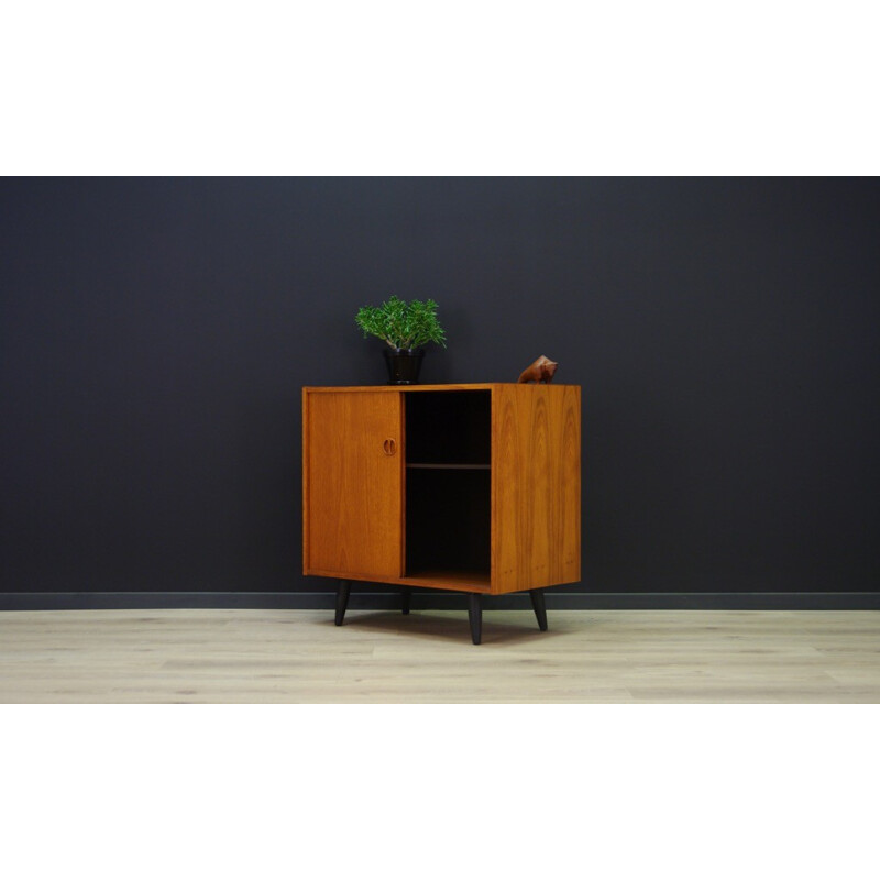 Vintage veneered with teak cabinet with 2 sliding doors - 1960s