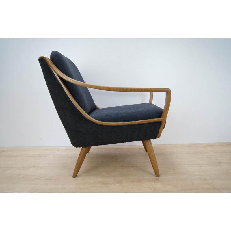 Vintage set of 2 italian armchairs in beech and oak - 1960s